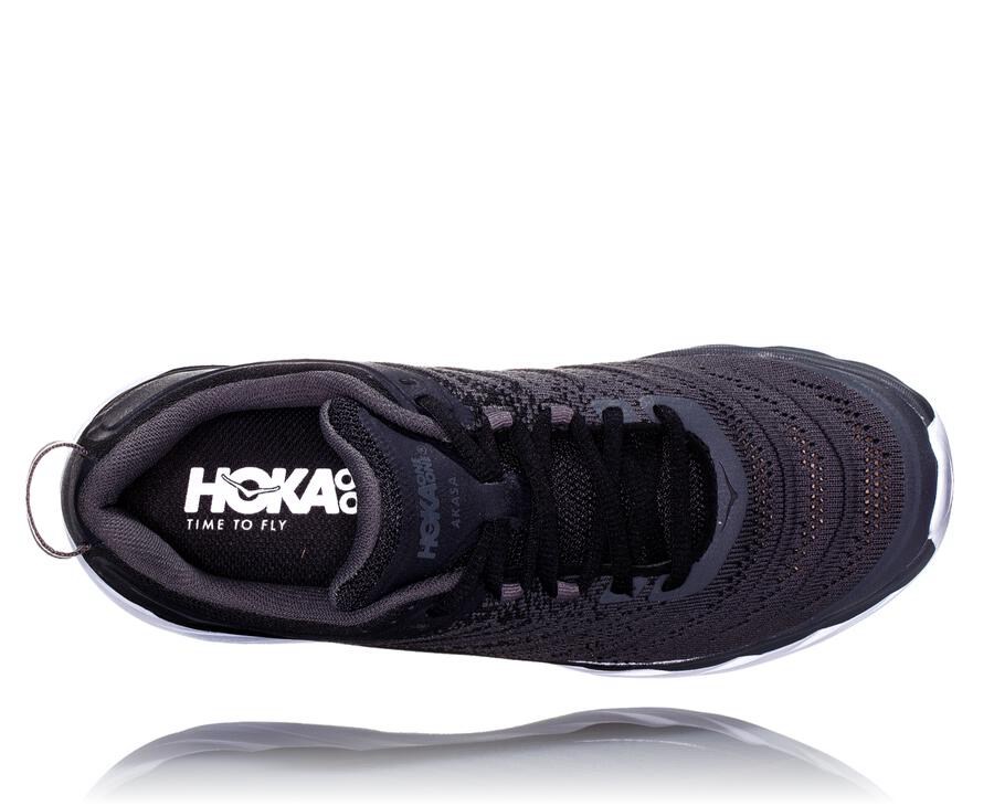 Running Shoes Womens - Hoka One One Akasa - Black/White - AXZYFTD-62